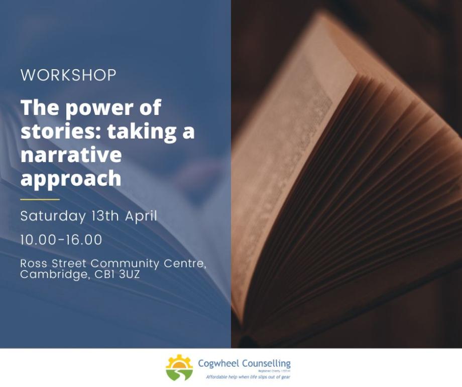Image shows a picture of an open book in the background with the title of the workshop over the top of the image.