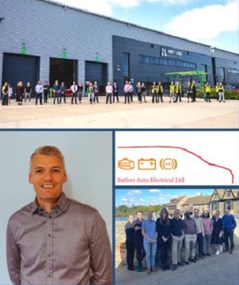 Imagefrom top clockwise: NET LED in Swavesey, Butlers Auto Electrical logo, Wiser Environment team in St Ives, Paul Oggelsby - Riverlite's Managing Director.