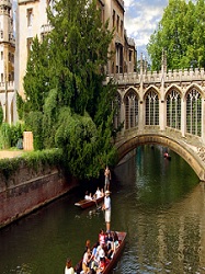 Punting on the River Cam near the Bridge of Sighs