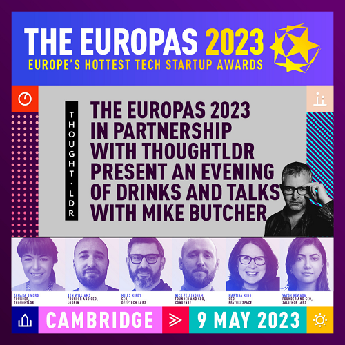 Event poster showing title of The Europas and photos of the speakers