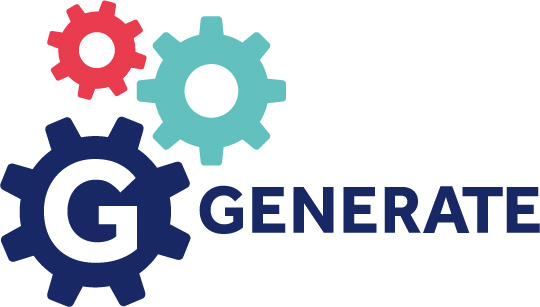 Bidwells' Generate programme logo, showing coloured cogs