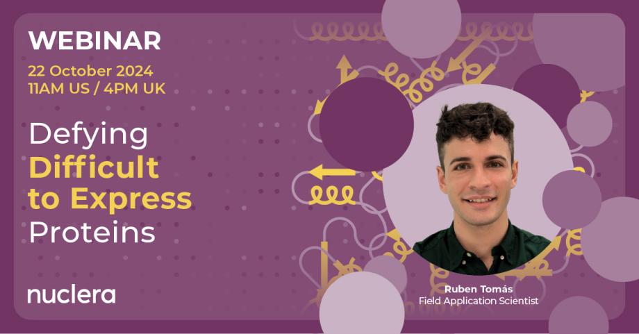 WEBINAR 22 October 2024 11AM US / 4PM UK Defying Difficult-to-Express Proteins. Ruben Tomás (PhD)  Field Application Scientist