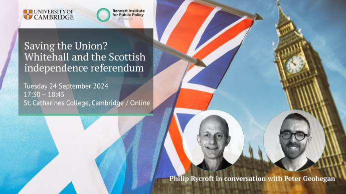 Event image for event, Saving the Union? Whitehall and the Scottish independence referendum. Photos show Philip Rycroft and Peter Geoghegan.