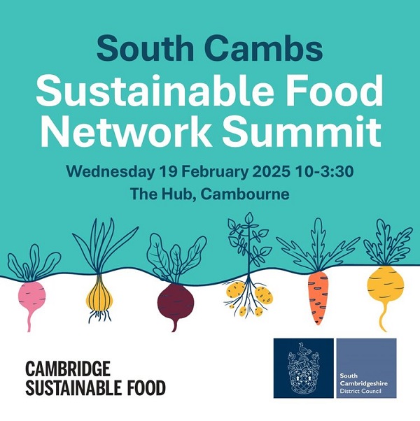 South Cambs Sustainable Food Summit poster in green