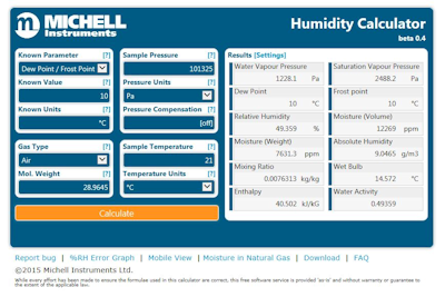humidity ratio calculator online