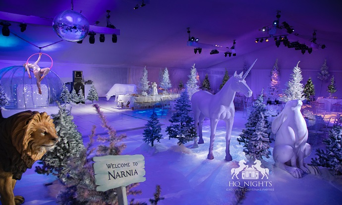 Party venue decorated in Narnia theme