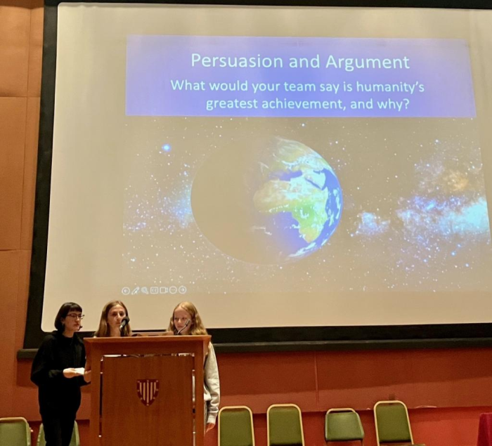 Children presenting on stage