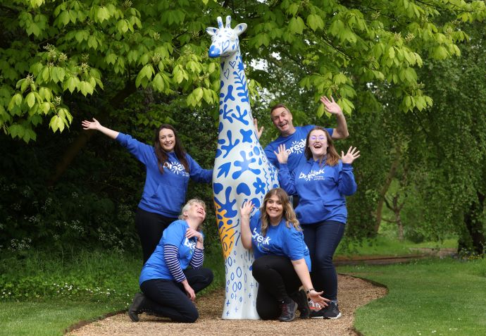 Break team with a giraffe 