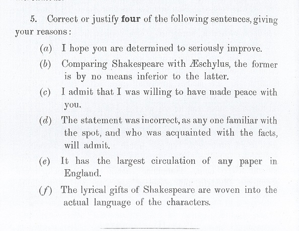 110-year old English exam question