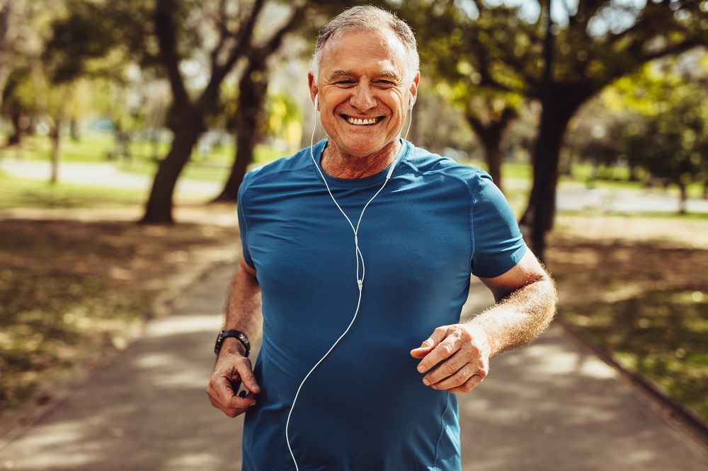 healthy man running in the park