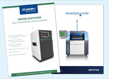 OSI Electronics UK has just installed an ALeader 3D SPI solder paste inspection unit (the first in the UK) along with a Europlacer SP710-AVi printer as part of upgrading its SMT hall to meet its customers' requirements at its St Neots, Cambridgeshire, HQ.