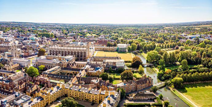 birds eye view of Cambridge 