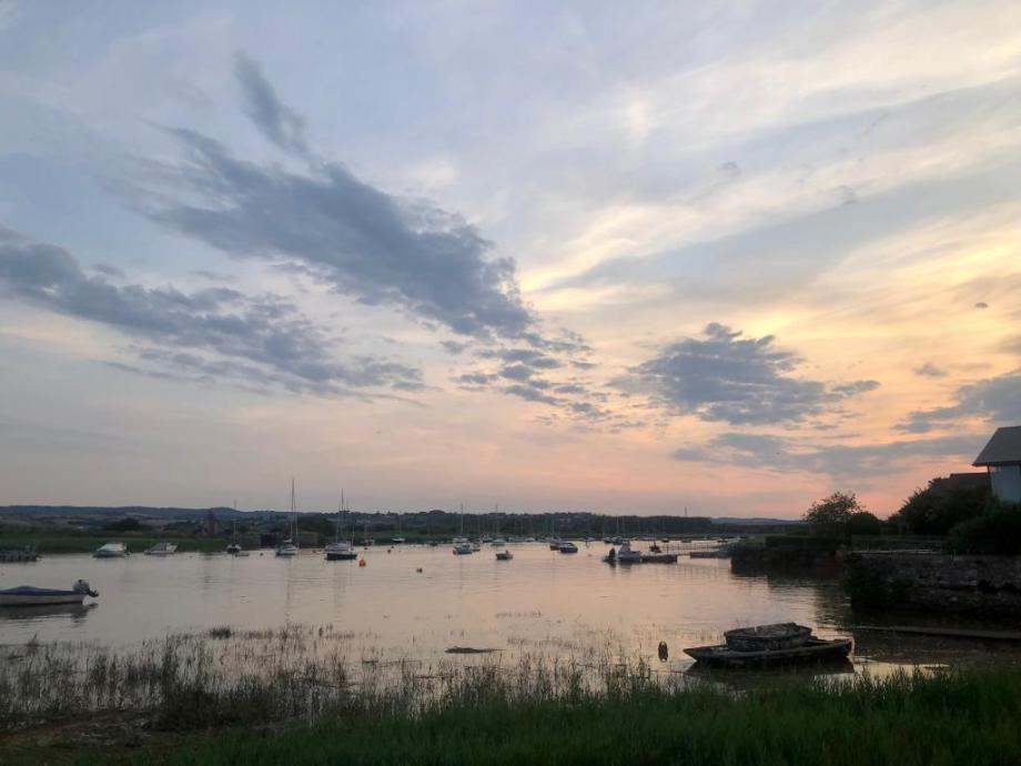 A sunset over a river