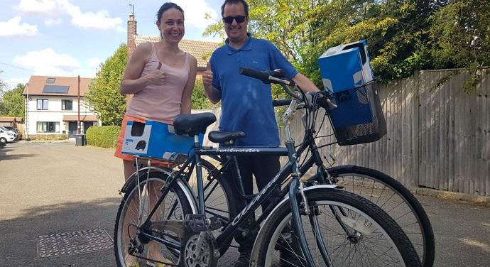 Galyna Korzhova receives a bike