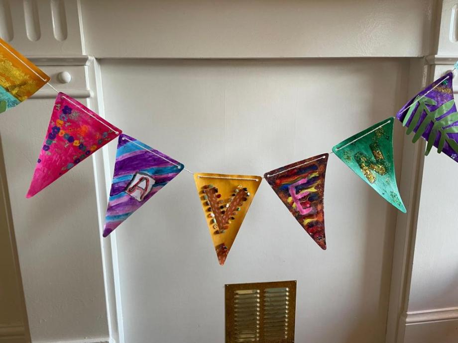 Bunting made by women accessing the Haven