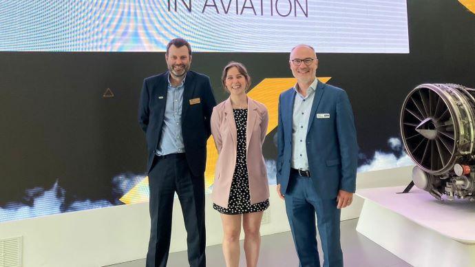 Max Brown, GKN Aerospace; Lucy Skerritt, Marshall; Olivier Cazenave, Parker Aerospace