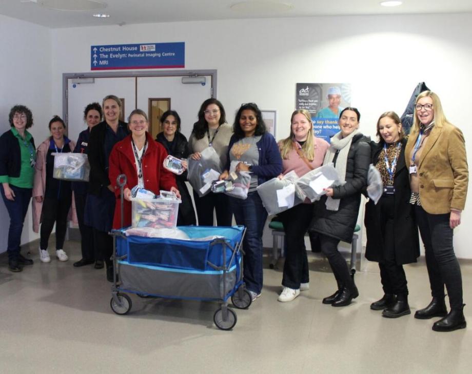 Illumina, nursing and ACT staff deliver care packs to Addenbrooke's for families admitted with children in an emergency situation