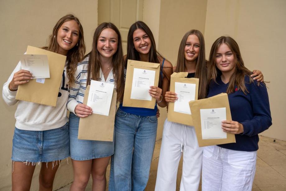 Students from Kimbolton School, Cambridgeshire celebrate their GCSE results