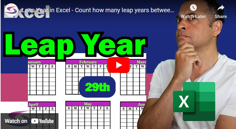 The words Leap Year 2024 with a calendar in the background, with an Excel logo in the left corner. 