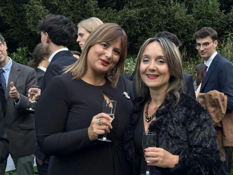 Luciana Scrofani Green and Claudia Peverini​ at the IoT & AI for Frugal Innovation Bootcamp Pitch Day and Award Ceremony at Christ’s College Cambridge