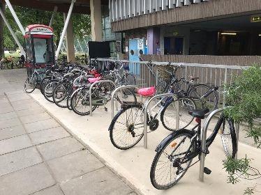 Bike park outside Parkside in Cambridge