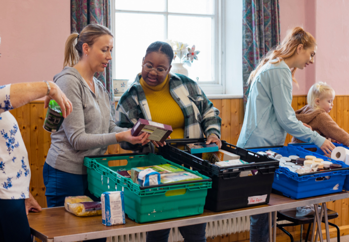 people at food bank 