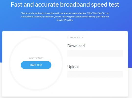 BroadbandUK brioadband speed test screen shot