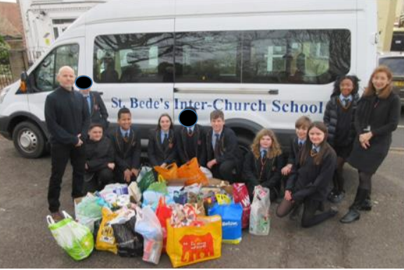 Pupils from St Bede's School deliver donations to Crossways