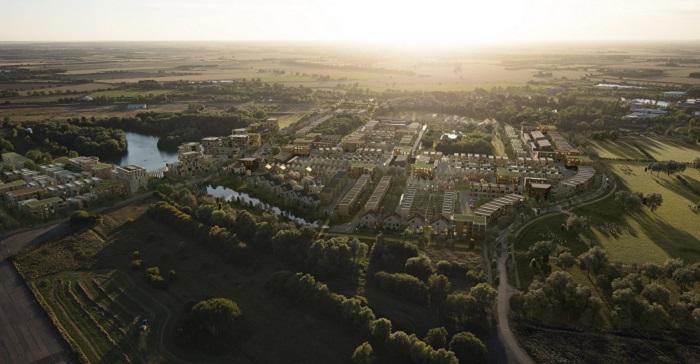 The first phase of the Waterbeach development, which will begin north of the 20 acre lake.