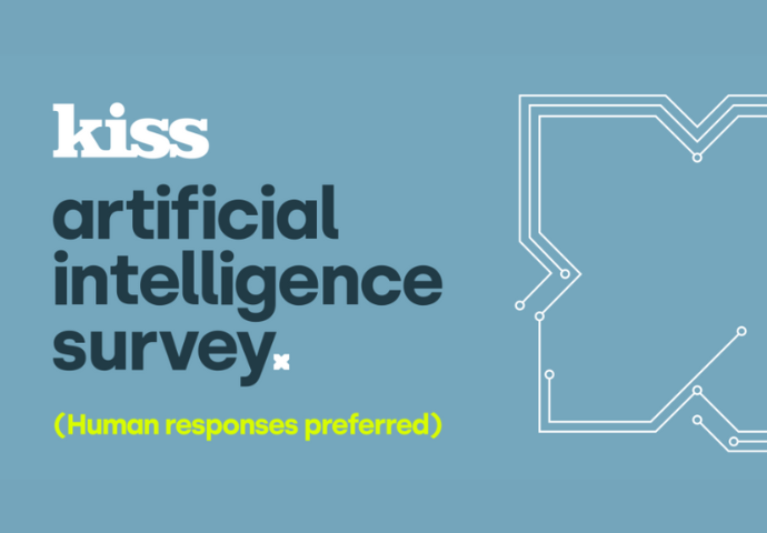 Text reads 'KISS artificial intelligence survey, human responses preferred' 