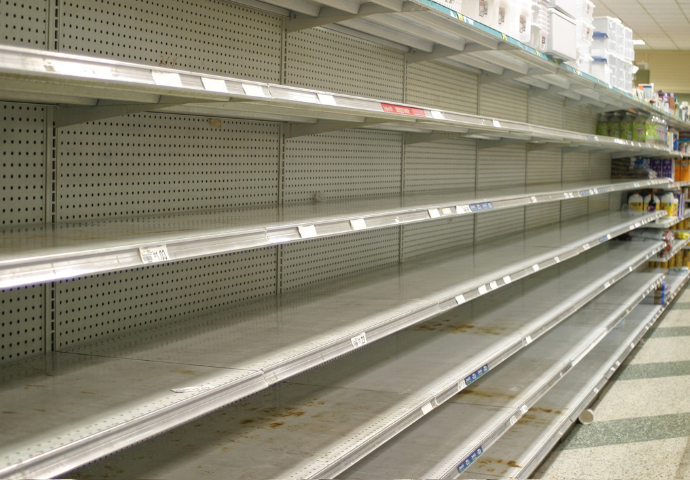 empty supermarket shelves 