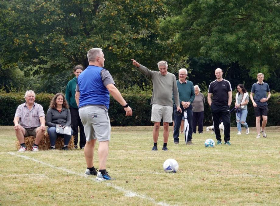 Villagers of Denton in Norfolk taking part in their walking football fundraising event