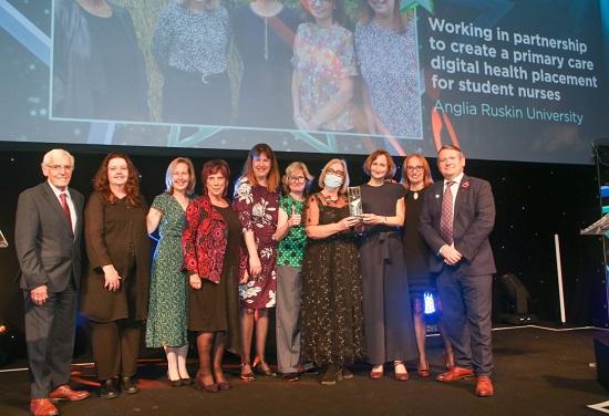 Anglia Ruskin University team receives the award for Partnership of the Year at the Student Nursing Times Awards