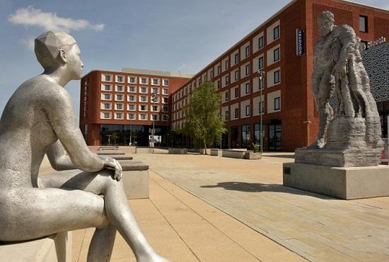 A new sculpture by artist Matthew Darbyshire is unveiled today in Cambridge Square, outside Cambridge North station.