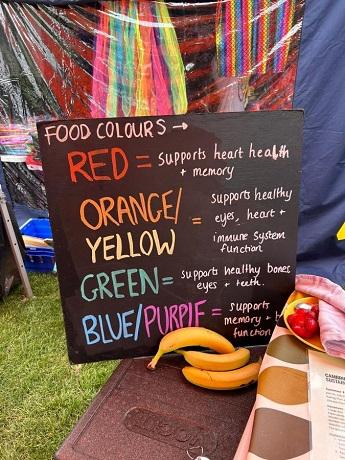 Cambridge Sustainable Food Stall with activity written on chalkboard